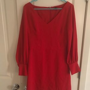 Red Ann Taylor long sleeve dress